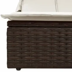 vidaXL Muebles De Jardín-Tumbona doble con capota y cojines ratán sintético marrón