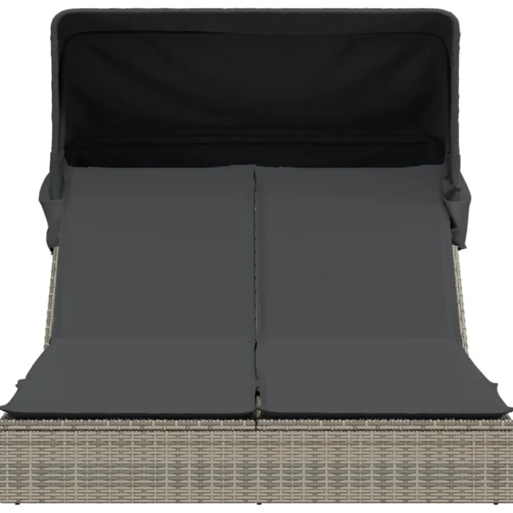 vidaXL Tumbona doble con capota y cojines ratán sintético Gris Best