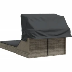 vidaXL Tumbona doble con capota y cojines ratán sintético Gris Best