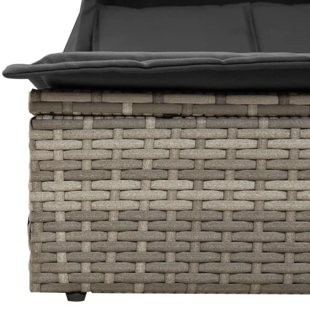 vidaXL Tumbona doble con capota y cojines ratán sintético Gris Best