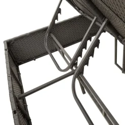 vidaXL Muebles De Jardín-Tumbona doble con techo y cortinas ratán sintético