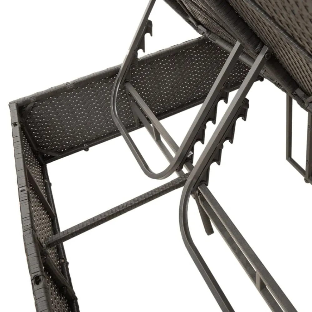 vidaXL Muebles De Jardín-Tumbona doble con techo y cortinas ratán sintético