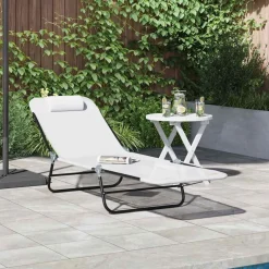 vidaXL Muebles De Jardín-Tumbona plegable 182 x 55 x 85,5 cm Textileno