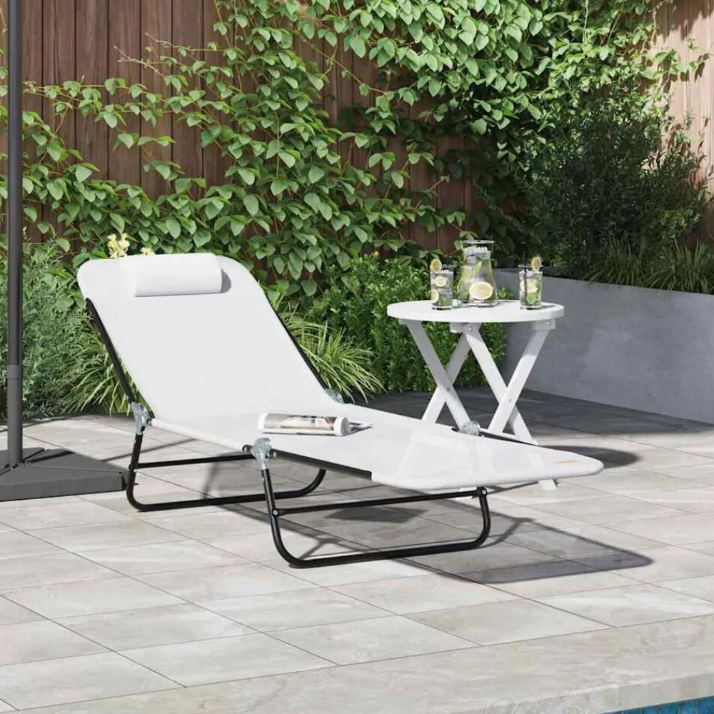 vidaXL Muebles De Jardín-Tumbona plegable 182 x 55 x 85,5 cm Textileno