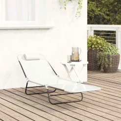 vidaXL Muebles De Jardín-Tumbona plegable 182 x 55 x 85,5 cm Textileno