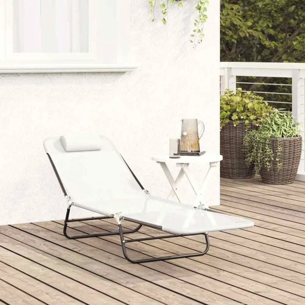 vidaXL Muebles De Jardín-Tumbona plegable 182 x 55 x 85,5 cm Textileno