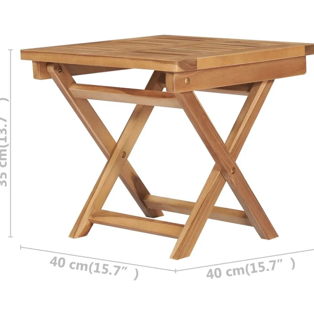 vidaXL Tumbona plegable con mesa de madera maciza de teca Sale