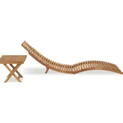 vidaXL Tumbona plegable con mesa de madera maciza de teca Sale