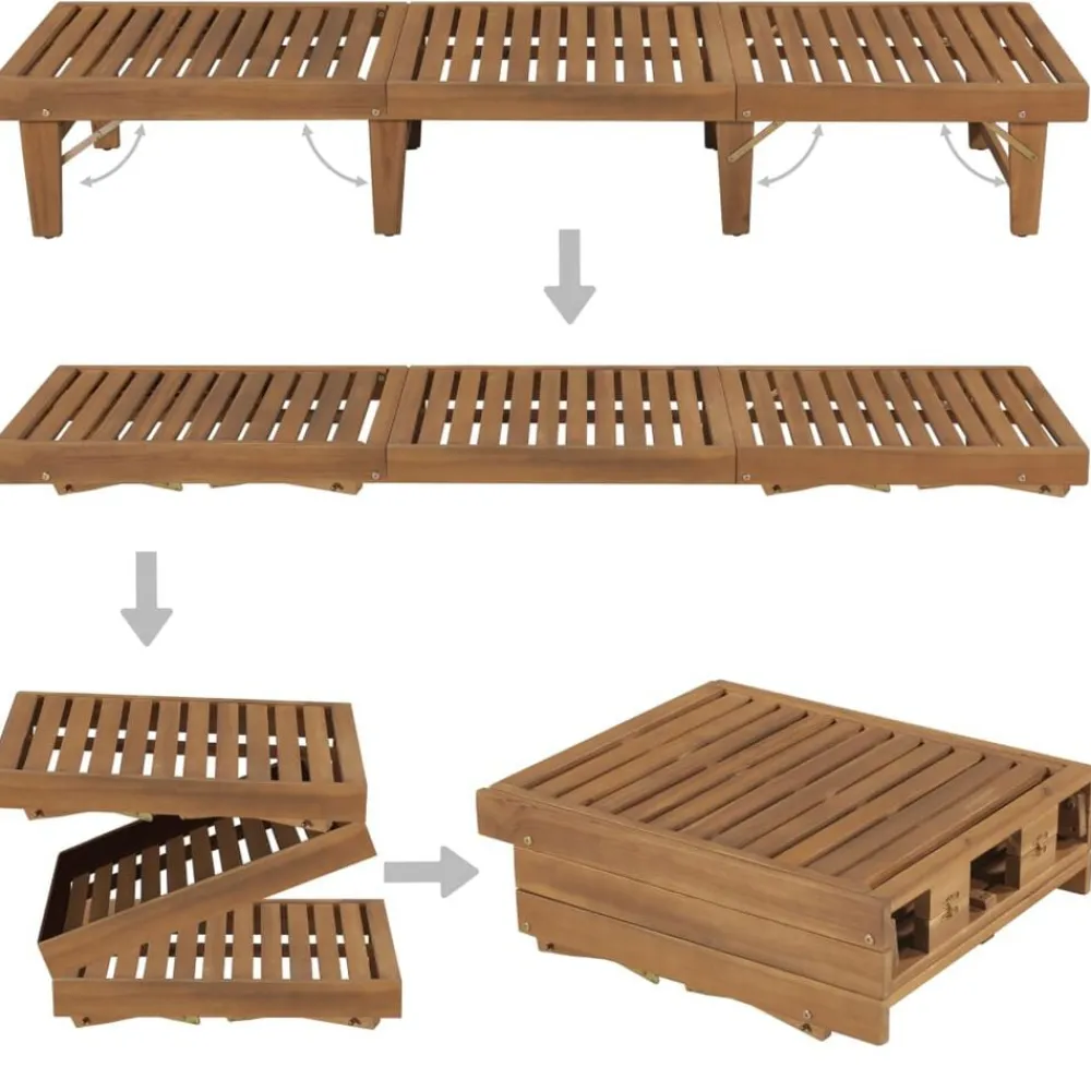 vidaXL Muebles De Jardín-Tumbona plegable de madera maciza de acacia