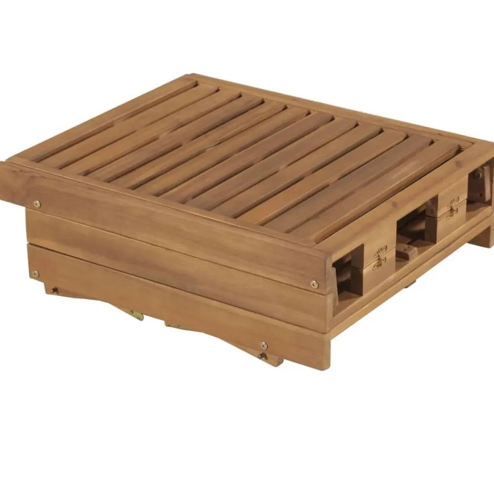 vidaXL Muebles De Jardín-Tumbona plegable de madera maciza de acacia