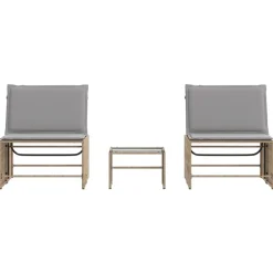 vidaXL Tumbonas 2 piezas con mesa ratán sintético Beige Best