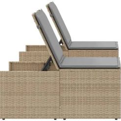 vidaXL Tumbonas 2 piezas con mesa ratán sintético Beige Best
