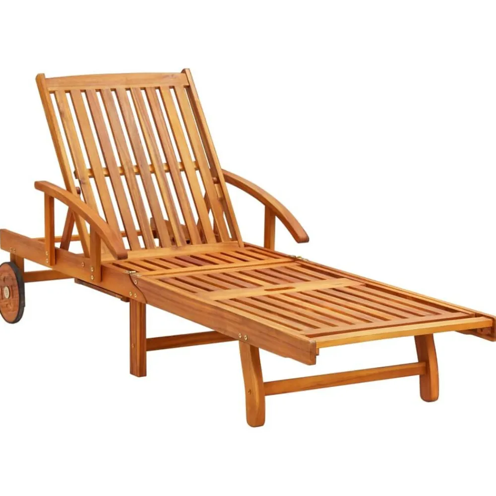 vidaXL Tumbonas con mesa y cojines 2 uds madera maciza de acacia Taupé Outlet