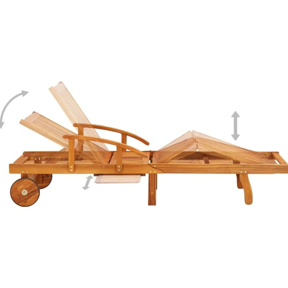 vidaXL Tumbonas con mesa y cojines 2 uds madera maciza de acacia Taupé Outlet
