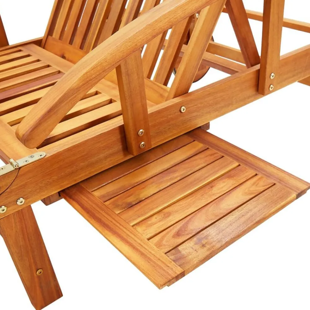 vidaXL Tumbonas con mesa y cojines 2 uds madera maciza de acacia Taupé Outlet