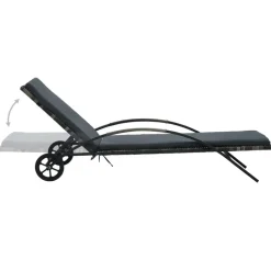 vidaXL Muebles De Jardín-Tumbonas con mesita de ratán sintético gris
