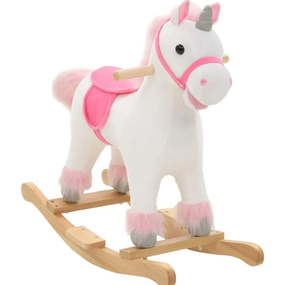 vidaXL Unicornio balancín de peluche blanco y rosa 65x32x58 cm Hot