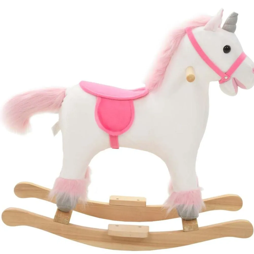 vidaXL Unicornio balancín de peluche blanco y rosa 65x32x58 cm Hot