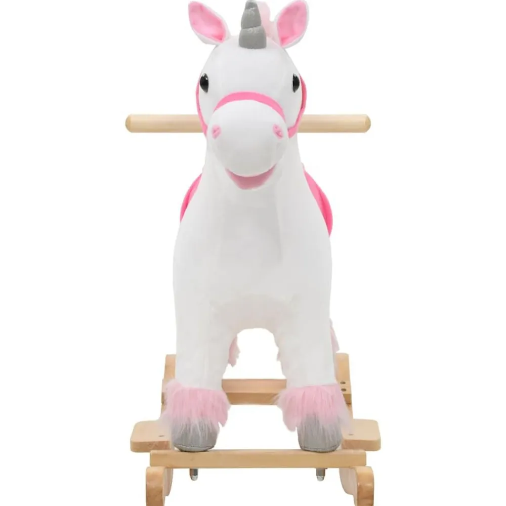 vidaXL Unicornio balancín de peluche blanco y rosa 65x32x58 cm Hot