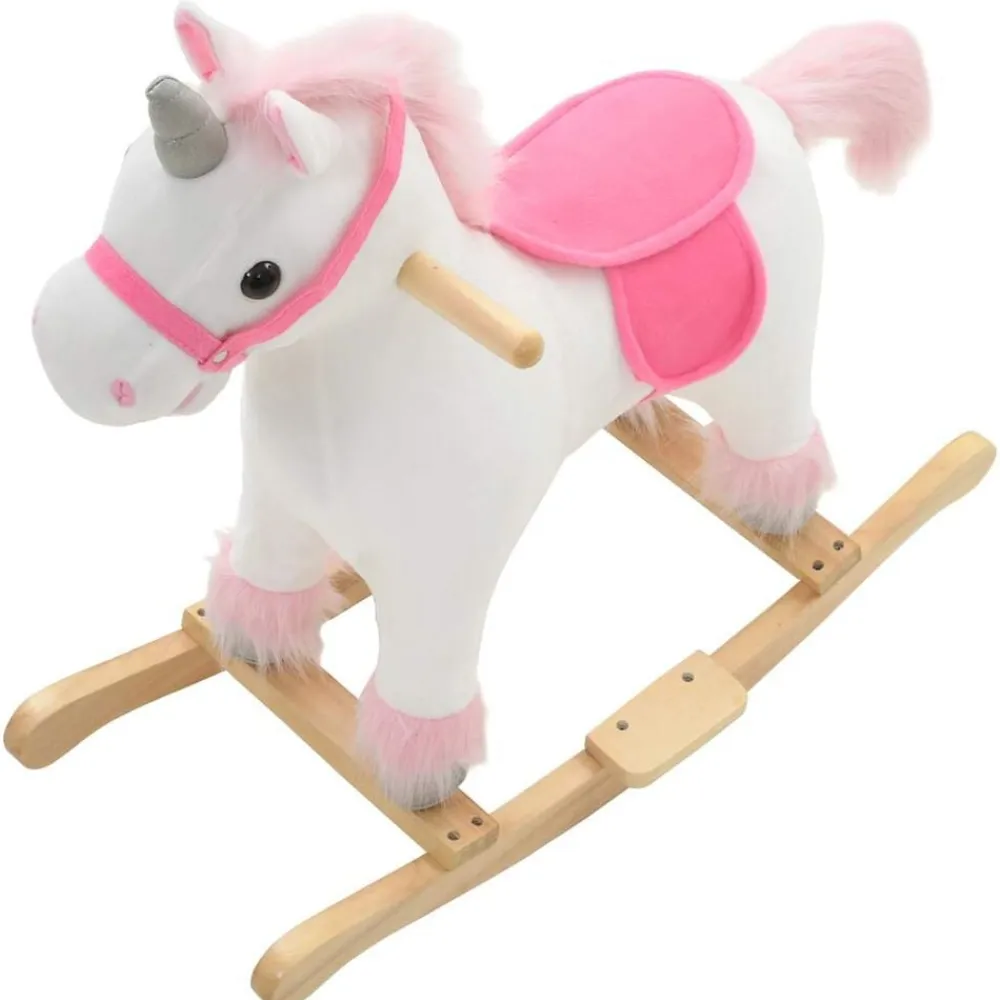 vidaXL Unicornio balancín de peluche blanco y rosa 65x32x58 cm Hot