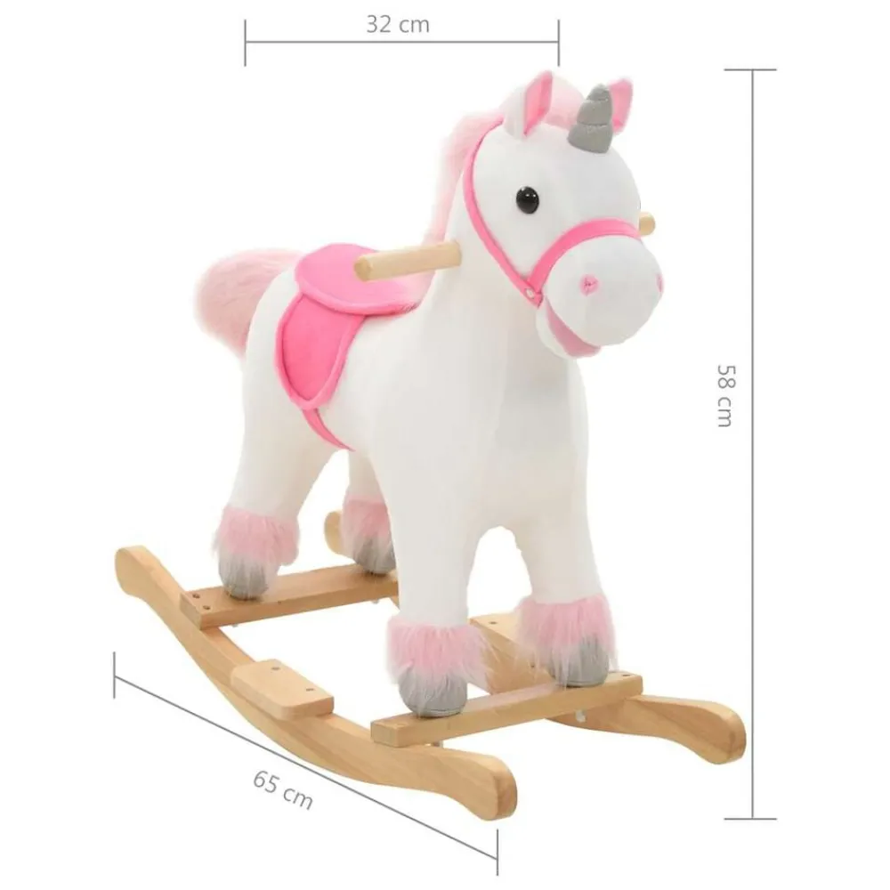 vidaXL Unicornio balancín de peluche blanco y rosa 65x32x58 cm Hot