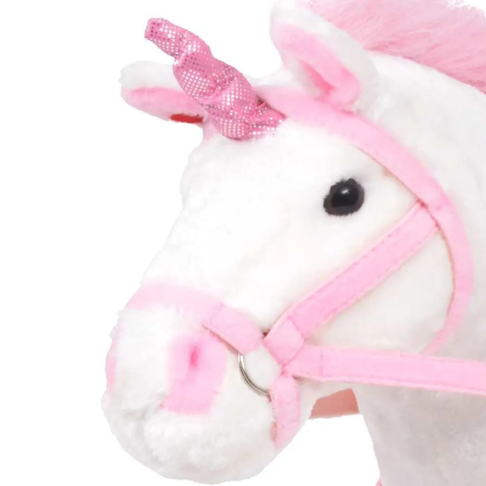 vidaXL Unicornio de peluche de pie blanco y rosa XXL Clearance