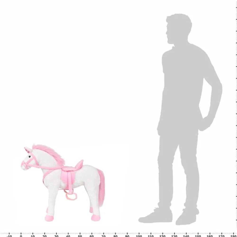 vidaXL Unicornio de peluche de pie blanco y rosa XXL Clearance
