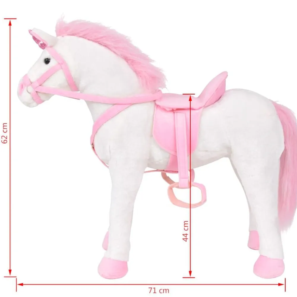 vidaXL Unicornio de peluche de pie blanco y rosa XXL Clearance