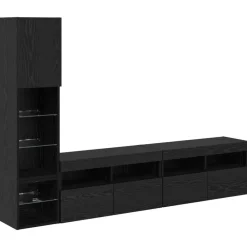 vidaXL Unidad de Pared para TV 4 pcs Madera de ingeniería Roble negro Clearance