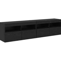 vidaXL Unidad de Pared para TV 4 pcs Madera de ingeniería Roble negro Clearance