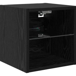 vidaXL Unidad de Pared para TV 4 pcs Madera de ingeniería Roble negro Clearance