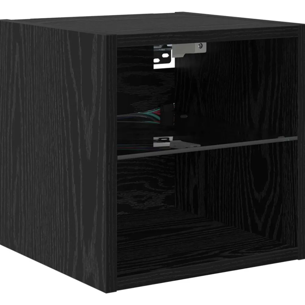 vidaXL Unidad de Pared para TV 4 pcs Madera de ingeniería Roble negro Clearance