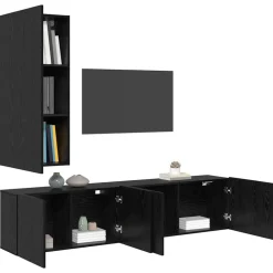 vidaXL Unidad de Pared para TV 5 pcs Madera de ingeniería Roble negro Hot