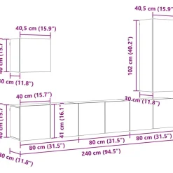 vidaXL Muebles Tv-Unidad de Pared para TV 5 pcs