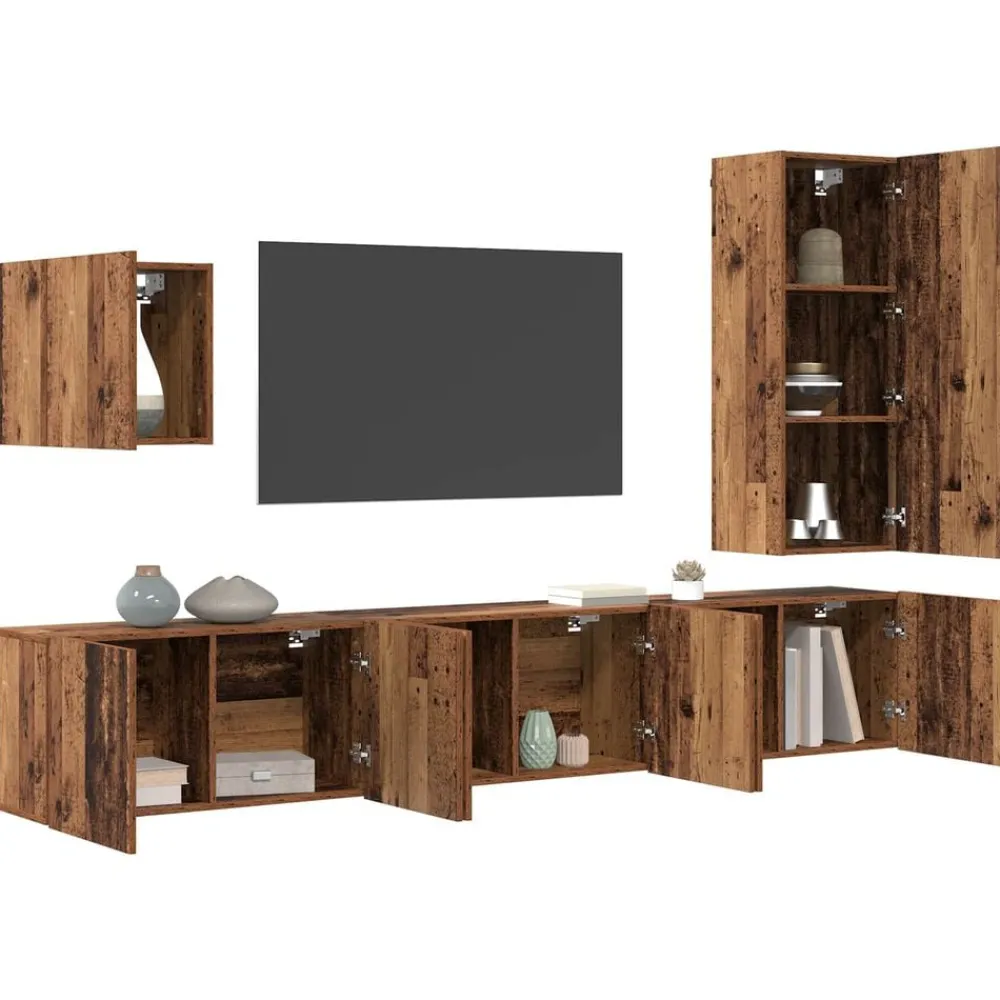 vidaXL Muebles Tv-Unidad de Pared para TV 5 pcs