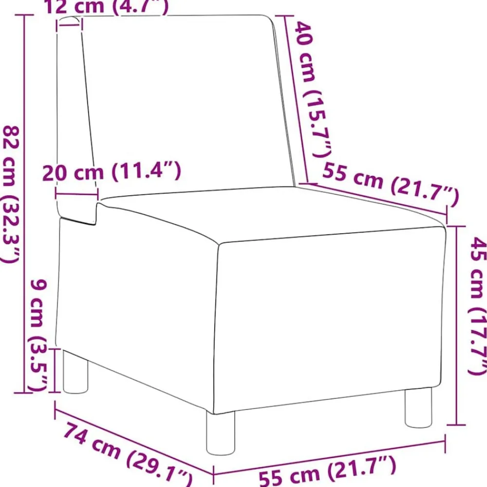 vidaXL Sofás-Unidad de Sofá Modular sin Brazos 2 pcs 55 x 74 x 82 cm