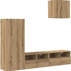 vidaXL Unidades de pared para TV 4 pcs Roble artesanal Roble artisan Outlet