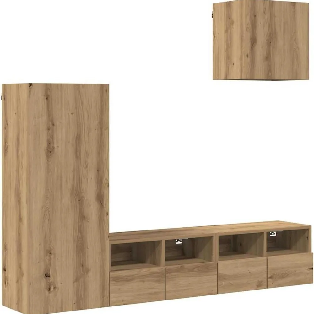vidaXL Unidades de pared para TV 4 pcs Roble artesanal Roble artisan Outlet
