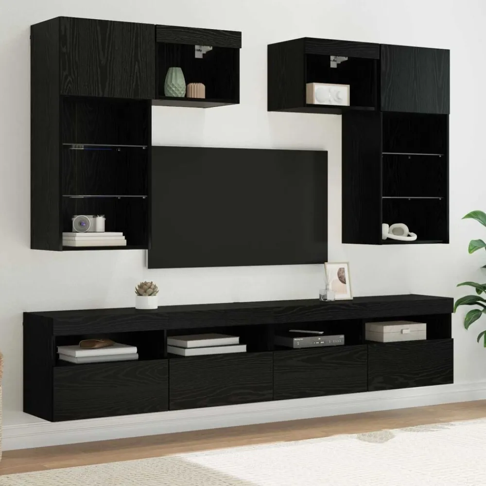 vidaXL Muebles Tv-Unidades de pared para TV 6 pcs Roble artesanal
