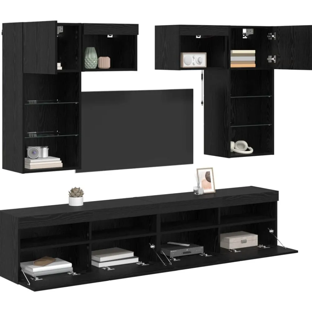 vidaXL Muebles Tv-Unidades de pared para TV 6 pcs Roble artesanal