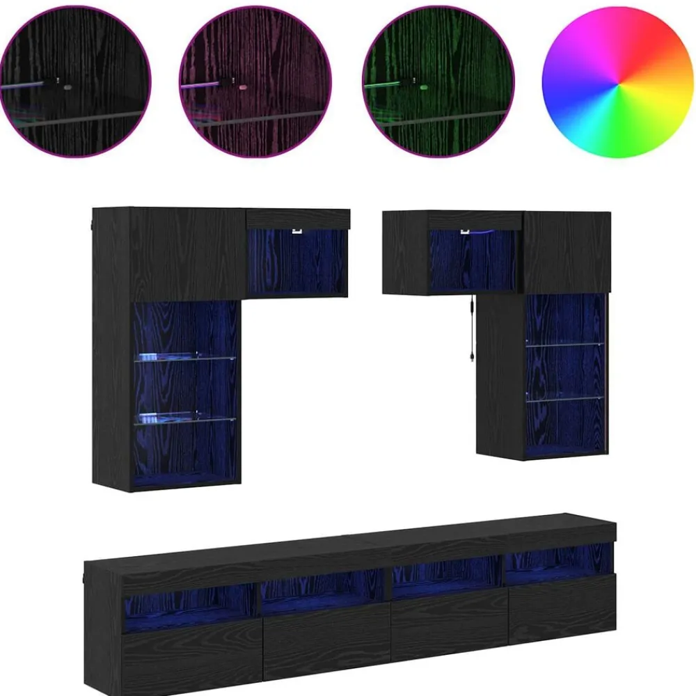 vidaXL Muebles Tv-Unidades de pared para TV 6 pcs Roble artesanal