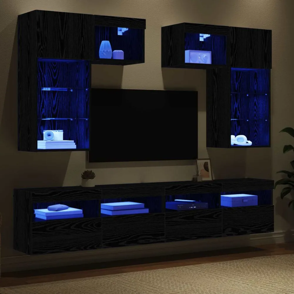 vidaXL Muebles Tv-Unidades de pared para TV 6 pcs Roble artesanal