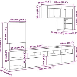 vidaXL Muebles Tv-Unidades de pared para TV Montaje en la pared 6 pcs