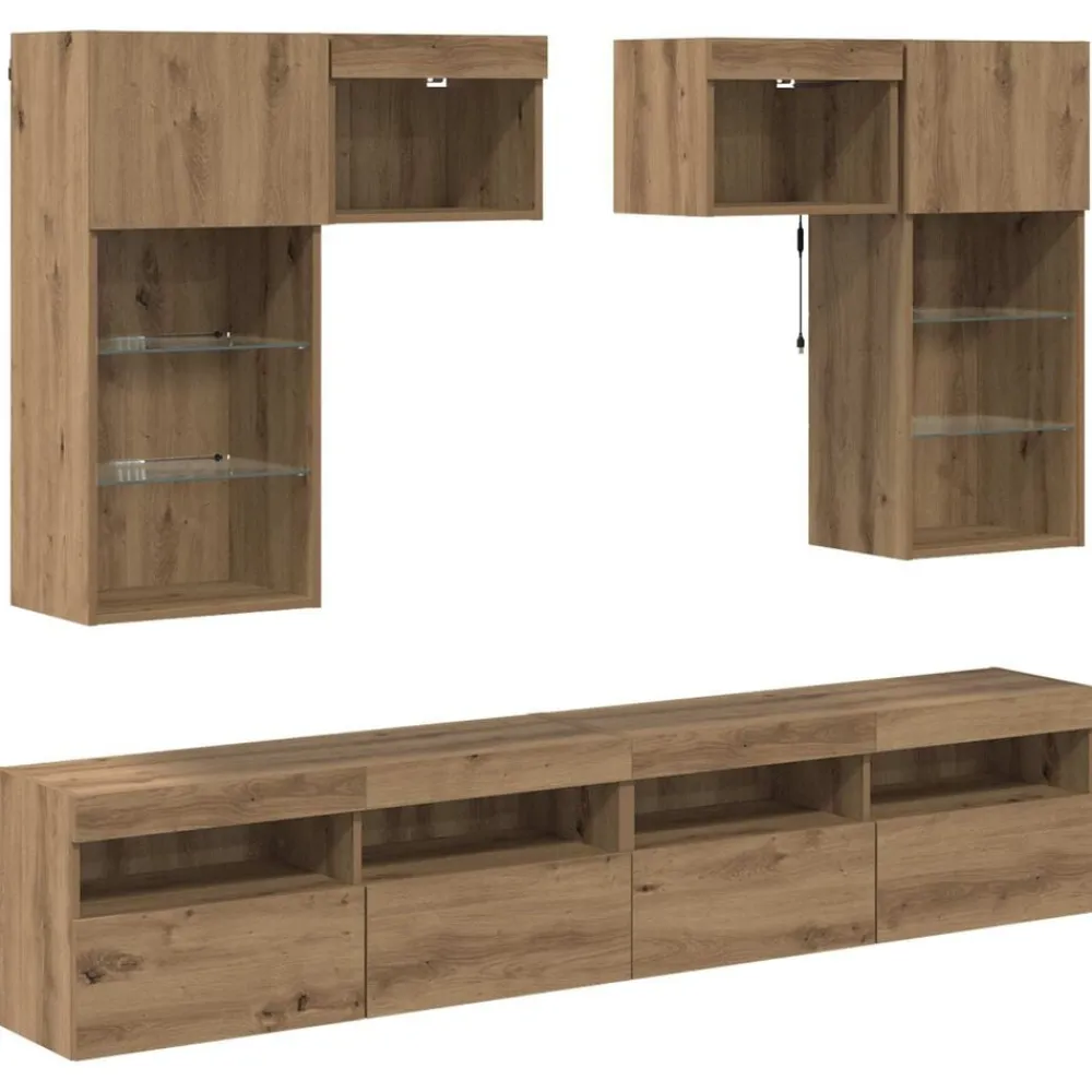 vidaXL Unidades de pared para TV 6 pcs Madera Vieja Roble artisan Best