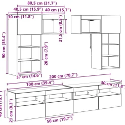 vidaXL Unidades de pared para TV 6 pcs Madera Vieja Roble artisan Best