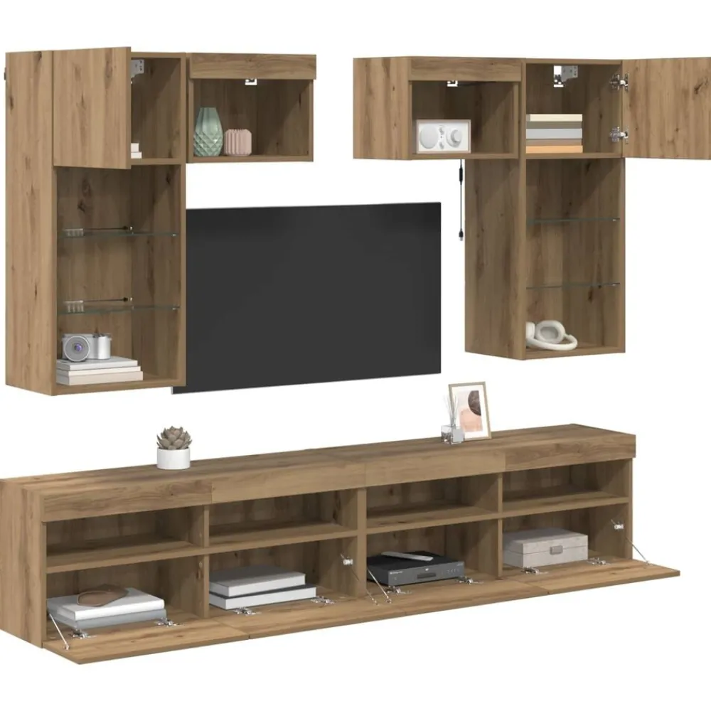 vidaXL Unidades de pared para TV 6 pcs Madera Vieja Roble artisan Best