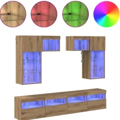 vidaXL Unidades de pared para TV 6 pcs Madera Vieja Roble artisan Best