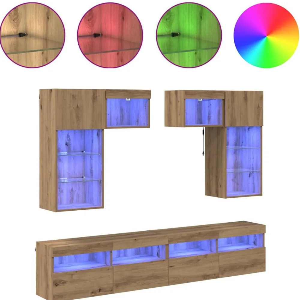 vidaXL Unidades de pared para TV 6 pcs Madera Vieja Roble artisan Best