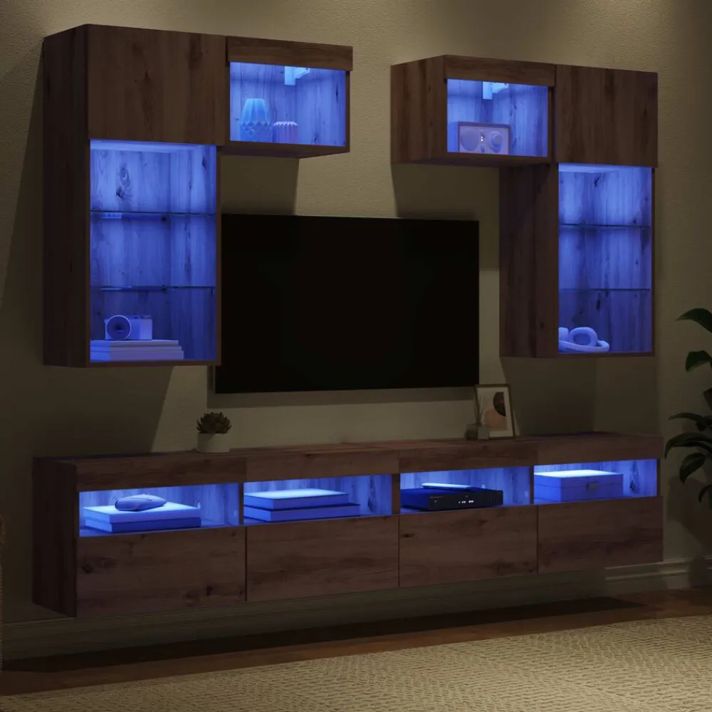vidaXL Unidades de pared para TV 6 pcs Madera Vieja Roble artisan Best