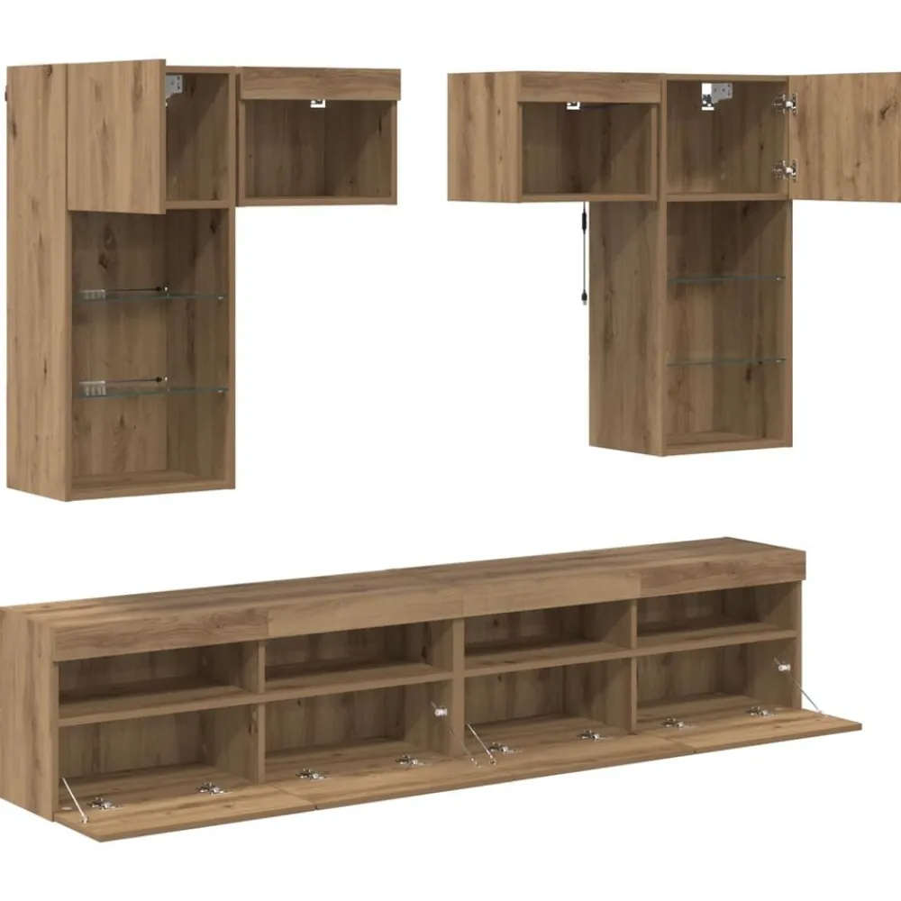 vidaXL Unidades de pared para TV 6 pcs Madera Vieja Roble artisan Best